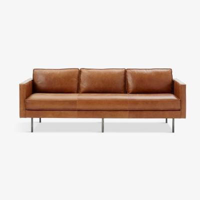 John Lewis west elm Axel Large 3 Seater Leather Sofa, Saddle