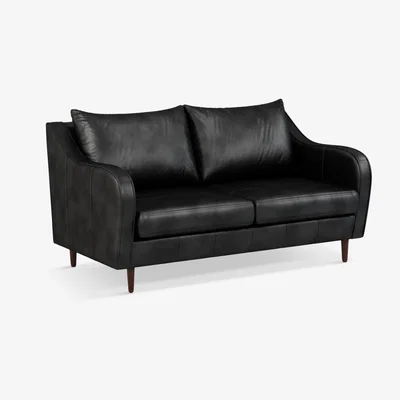 John Lewis John Lewis & Partners Harp Medium 2 Seater Leather Sofa, Dark Leg