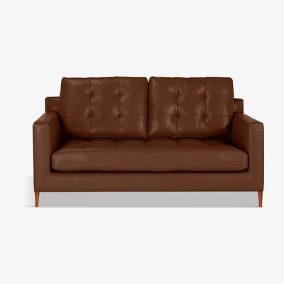 John Lewis John Lewis & Partners Draper Medium 2 Seater Leather Sofa, Dark Leg