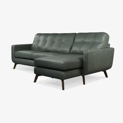 John Lewis John Lewis & Partners Barbican RHF Chaise End Leather Sofa, Dark Leg