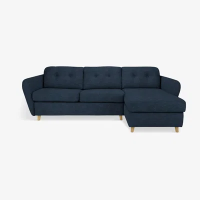 John Lewis John Lewis & Partners Arlo RHF Chaise End Sofa Bed, Light Leg, Erin Midnight