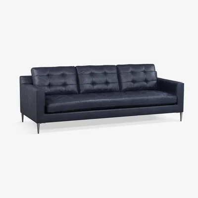 John Lewis John Lewis & Partners Draper Grand 4 Seater Leather Sofa, Metal Leg