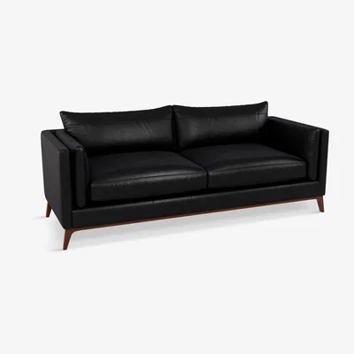 John Lewis John Lewis Trim Large 3 Seater Leather Sofa, Dark Leg