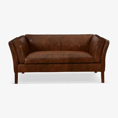 John Lewis Halo Groucho Small 2 Seater Leather Sofa, Dark Leg, London Leather