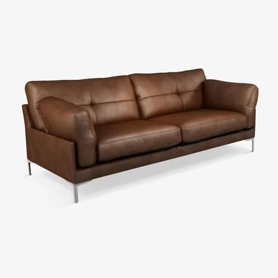 John Lewis John Lewis & Partners Java II Large 3 Seater Leather Sofa, Metal Leg