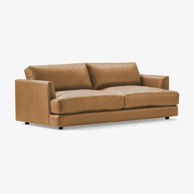 John Lewis west elm Haven Large 3 Seater Leather Sofa, Ludlow Pecan