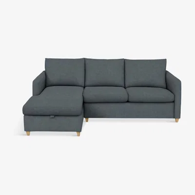 John Lewis John Lewis & Partners Bailey LHF Chaise End Sofa Bed, Light Leg, Hatton Steel