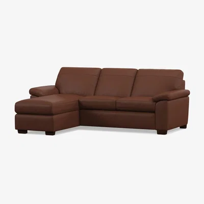 John Lewis John Lewis Camden LHF Chaise End Leather Sofa Bed, Dark Leg