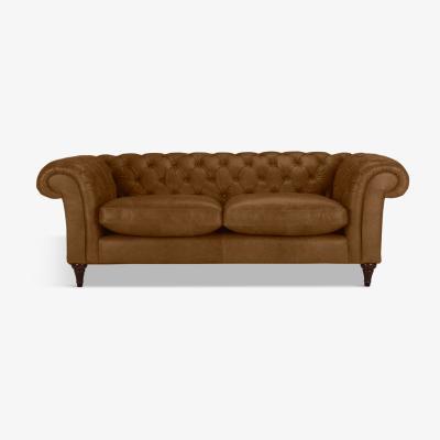 John Lewis John Lewis & Partners Cromwell Chesterfield Grand 4 Seater Leather Sofa, Dark Leg
