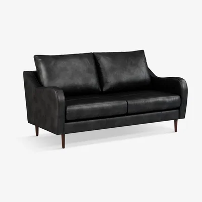 John Lewis John Lewis & Partners Harp High Back Large 3 Seater Leather Sofa, Dark Leg