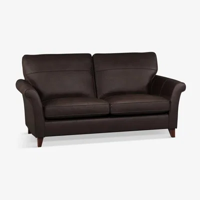 John Lewis John Lewis & Partners Charlotte High Back Large 3 Seater Leather Sofa, Dark Leg