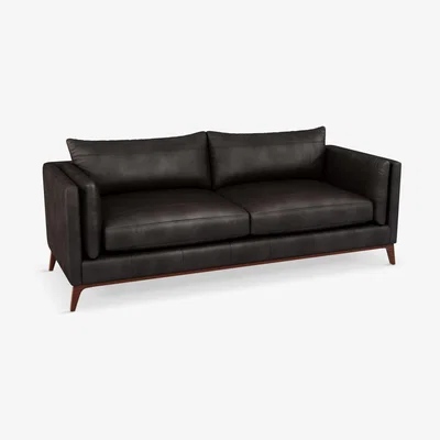 John Lewis John Lewis Trim Grand 4 Seater Leather Sofa, Dark Leg