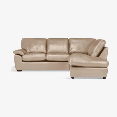 John Lewis John Lewis & Partners Camden 5+ Seater RHF Chaise Corner End Leather Sofa, Dark Leg