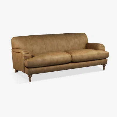 John Lewis John Lewis & Partners Harrogate High Back Grand 4 Seater Leather Sofa, Dark Leg