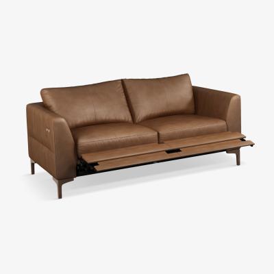 John Lewis John Lewis & Partners Belgrave Motion Medium 2 Seater Leather Sofa with Footrest Mechanism, Dark Leg