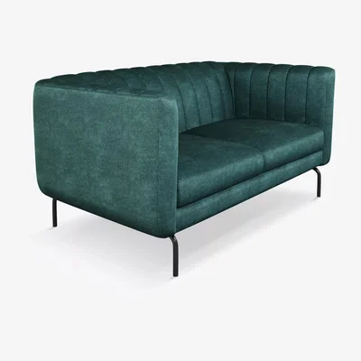 John Lewis John Lewis & Partners Panel Small 2 Seater Sofa, Black Metal Leg, Ocean Chenille