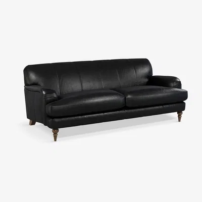 John Lewis John Lewis & Partners Harrogate High Back Grand 4 Seater Leather Sofa, Dark Leg