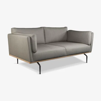 John Lewis John Lewis & Partners Platform Medium 2 Seater Sofa, Black Leg, Relaxed Linen Storm
