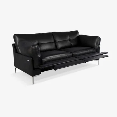 John Lewis John Lewis & Partners Java II Motion Medium 2 Seater Leather Sofa with Footrest Mechanism, Metal Leg