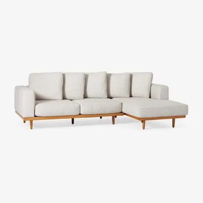 John Lewis west elm Newport RHF Chaise End Sofa, Performance Linen Dark Putty