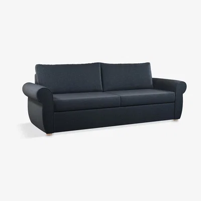 John Lewis John Lewis Sansa Scroll Arm Sofa Bed, Light Leg, Brushed Tweed Navy