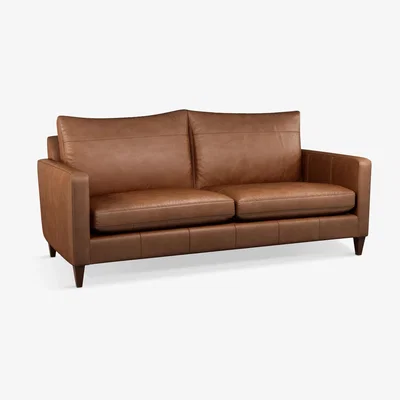 John Lewis John Lewis & Partners Bailey Large 3 Seater Leather Sofa, Dark Leg, Sellvagio Cognac
