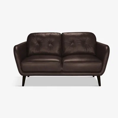 John Lewis John Lewis & Partners Arlo Small 2 Seater Leather Sofa, Dark Leg