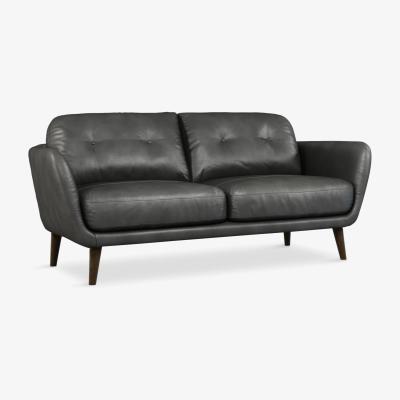 John Lewis John Lewis & Partners Arlo Medium 2 Seater Leather Sofa, Dark Leg, Winchester Anthracite