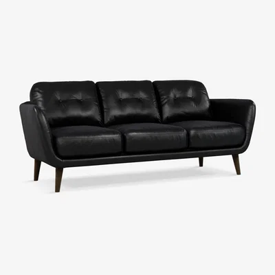 John Lewis John Lewis & Partners Arlo Large 3 Seater Leather Sofa, Dark Leg