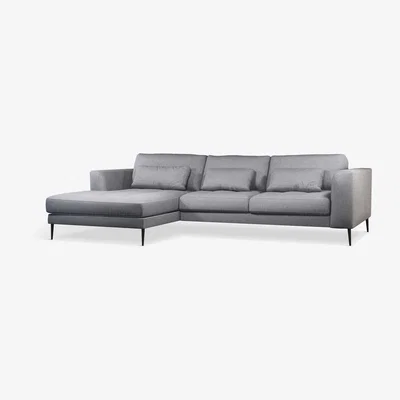 John Lewis John Lewis & Partners Siesta LHF Chaise End Sofa Bed with Storage, Metal Leg, Saga Grey