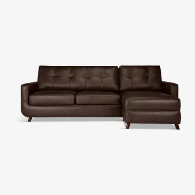 John Lewis John Lewis & Partners Barbican RHF Chaise End Leather Sofa, Dark Leg