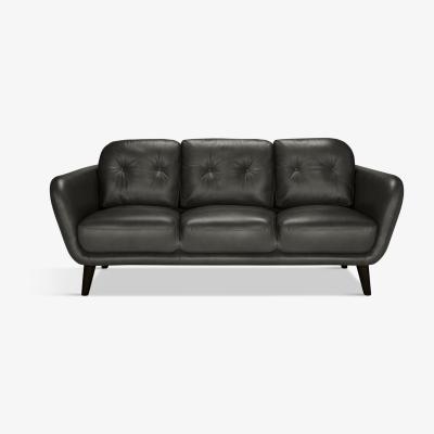 John Lewis John Lewis & Partners Arlo Large 3 Seater Leather Sofa, Dark Leg