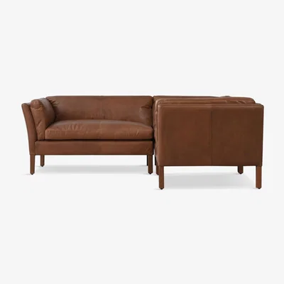 John Lewis Halo Groucho 5+ Seater Leather Corner Sofa, Riders Nut