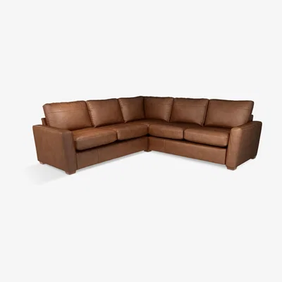 John Lewis John Lewis & Partners Oliver Leather Corner Pack Unit, Dark Leg