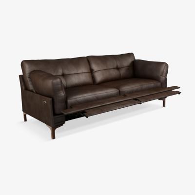 John Lewis John Lewis & Partners Java II Motion Large 3 Seater Leather Sofa with Footrest Mechanism, Dark Leg