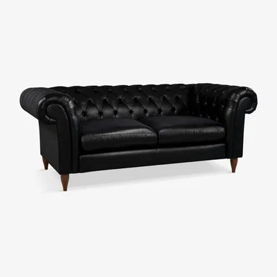 John Lewis John Lewis & Partners Cromwell Chesterfield Large 3 Seater Leather Sofa, Dark Leg
