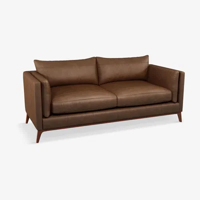 John Lewis John Lewis Trim Large 3 Seater Leather Sofa, Dark Leg