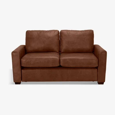 John Lewis John Lewis & Partners Oliver Small 2 Seater Leather Sofa, Dark Leg
