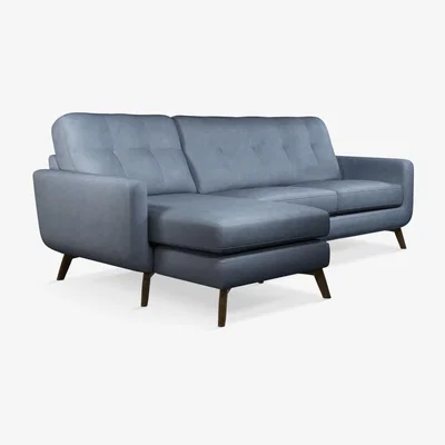 John Lewis John Lewis & Partners Barbican LHF Chaise End Leather Sofa, Dark Leg