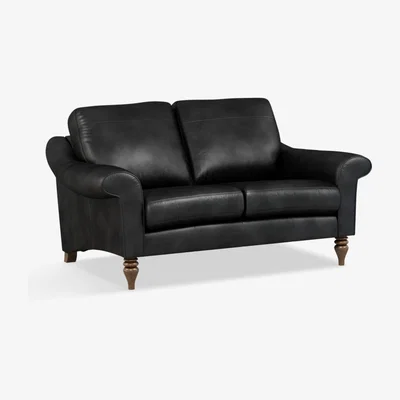 John Lewis John Lewis & Partners Camber Small 2 Seater Leather Sofa, Dark Leg