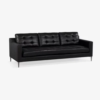 John Lewis John Lewis & Partners Draper Grand 4 Seater Leather Sofa, Metal Leg