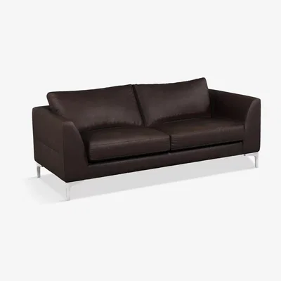 John Lewis John Lewis & Partners Belgrave Large 3 Seater Leather Sofa, Metal Leg