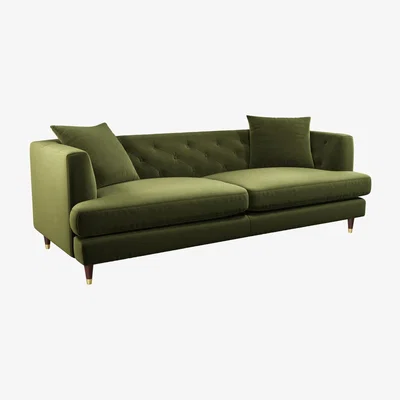 John Lewis John Lewis Chester Grand 4 Seater Sofa, Dark Leg, Smooth Velvet Olive Green