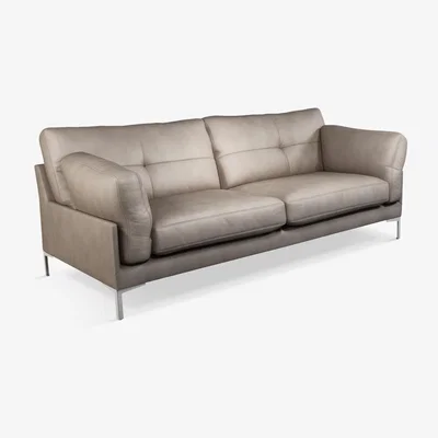 John Lewis John Lewis & Partners Java II Large 3 Seater Leather Sofa, Metal Leg