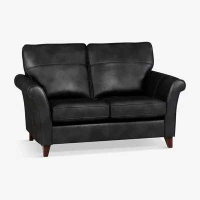 John Lewis John Lewis & Partners Charlotte High Back Small 2 Seater Leather Sofa, Dark Leg