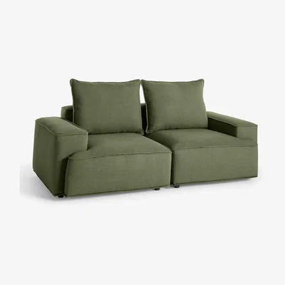 John Lewis John Lewis Border Large 3 Seater Sofa, Dark Leg, Relaxed Linen Olive