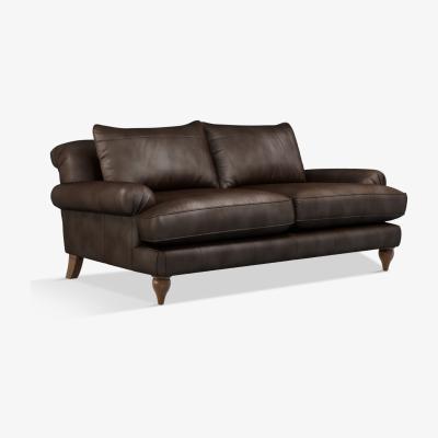 John Lewis Croft Collection Findon Large 3 Seater Leather Sofa, Dark Leg
