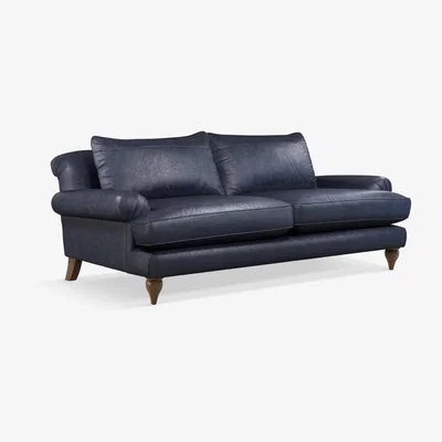 John Lewis Croft Collection Findon Grand 4 Seater Leather Sofa, Dark Leg