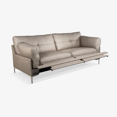John Lewis John Lewis & Partners Java II Motion Large 3 Seater Leather Sofa with Footrest Mechanism, Metal Leg