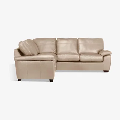 John Lewis John Lewis & Partners Camden 5+ Seater Leather Corner Sofa, Dark Leg